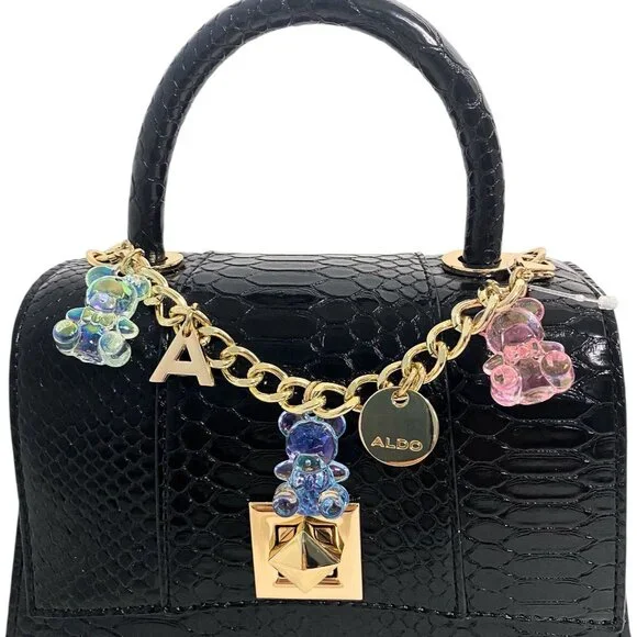 Aldo Special Edition Gummy Bear Heart Coin Case Cherries Charm Black Handbag - Picture 5 of 12